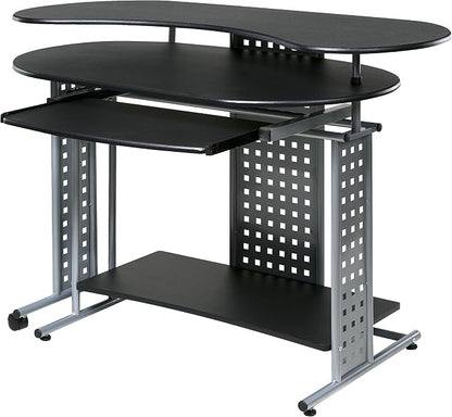 OneSpace Regallo Expandable L-Shaped Desk, Office Computer Desk with 2 Shelves, Black