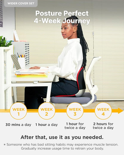curble Wider – Ergonomic Desk Chair Seat Cushion, Everyday Passive Posture Trainer for Work from Home, Office & Car, Breathable Lumbar Support (Red)