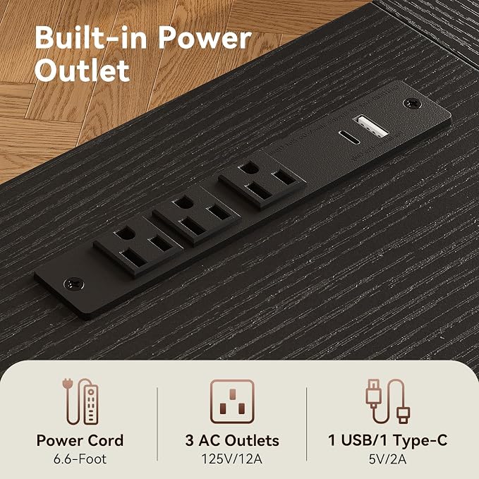 Coleshome 79 Inch Large Computer Desk with Power Outlet, Extra Long Desk for Home Office & Gaming, Spacious Writing Table for Study and Crafting, Black