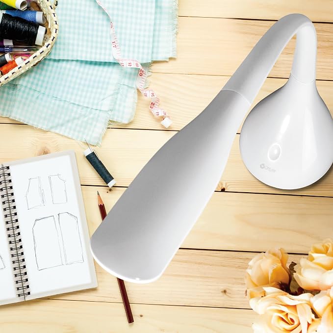 OttLite Creative Curves LED Desk Lamp with Adjustable Neck - Dimmable with 4 Brightness Settings & Energy Efficient Natural Daylight LEDs for Home Office, Computer Desk, & Dorms