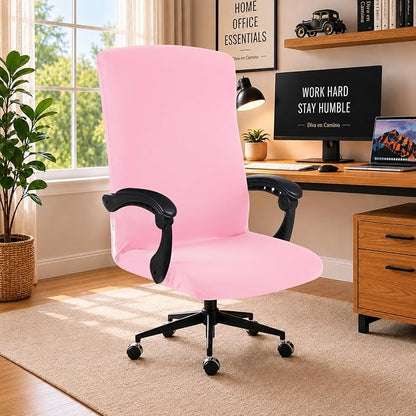 Elastic Computer Chair Cover with Durable Zipper - Protective Removable Washable Universal Office Desk Chair Seat Slip Cover - Stretchy Soft Anti-dust Desk Chair Seat Protector for Dogs, Cats, Pets