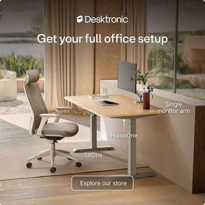 Desktronic HomeOne Standing Desk 60x30 — Ergonomic Sit Stand Home Office Desk, Made in Europe, Electric Dual Motor Height Adjustable, USB & USB-C Charging, Wobble-Free, Touchscreen, 3 Memory Presets