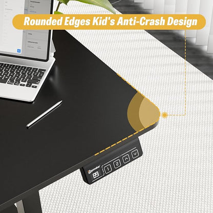 ERGOMAKER 55" Electric Standing Desk, Adjustable Height, Sit Stand Up Desk for Home Office & Computer Workstations, Memory Controller, Black