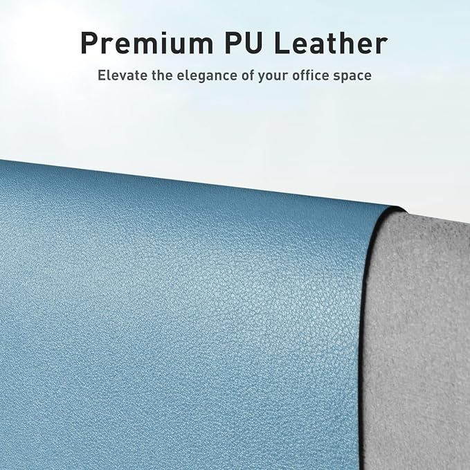 Aothia Faux Leather Desk Mat for Keyboard & Mouse (Sky Blue, 48" x 17") | Creates One Clean Surface For Your Keyboard, Mouse And Laptop, Helping Keep Your Workspace Organized Every Day