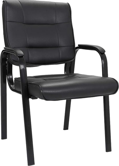 ZenStyle Office Leather Guest Chairs, Office Reception Chairs Executive Side Chair with Bonded Leather and Black Metal Frame for Waiting Room, Conference