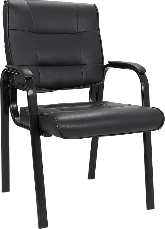 ZenStyle Office Leather Guest Chairs, Office Reception Chairs Executive Side Chair with Bonded Leather and Black Metal Frame for Waiting Room, Conference