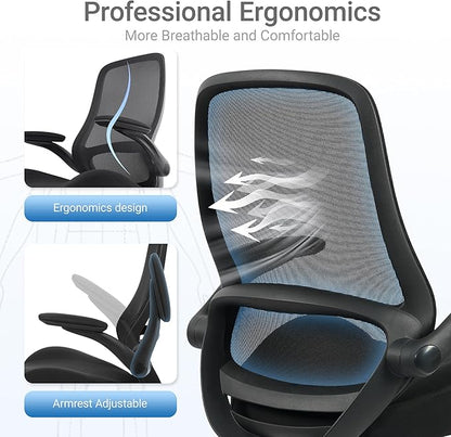 HYLONE 400lbs Big and Tall Heavy Duty Drafting Chair 5" Thickened Seat Tall Office Chair Flip-Up Armrests Ergonomic Chair with Lumbar Support and Adjustable Footrest Ring Standing Desk Chair (Black)