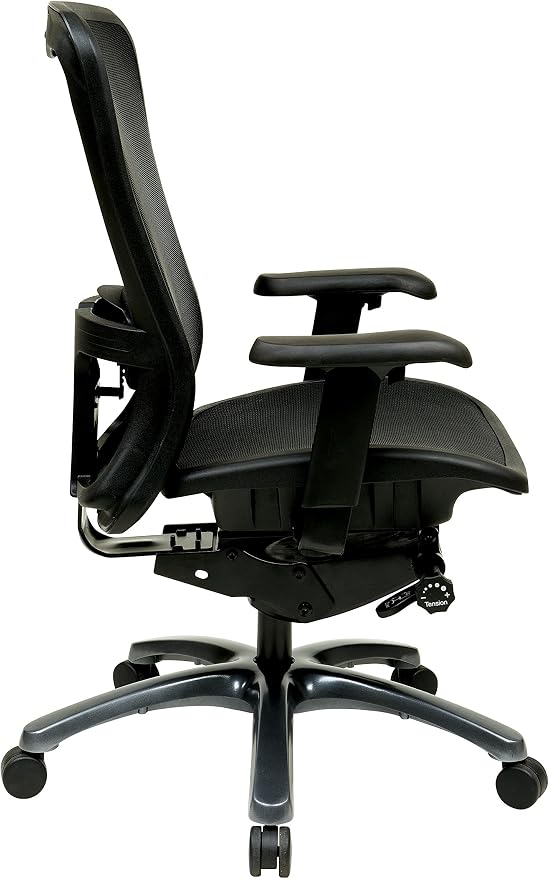 Office Star ProGrid High Back Breathable Back and Seat Manager's Office Chair with Adjustable Lumbar Support, Black