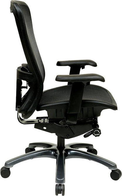 Office Star ProGrid High Back Breathable Back and Seat Manager's Office Chair with Adjustable Lumbar Support, Black