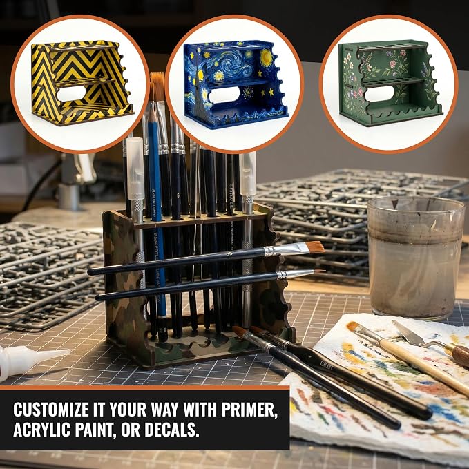 PROSCALE 2x Brush Holder & Tool Organizer for Hobby, Miniatures & Art, Tabletop Paint Station Accessory for Brushes, Hobby Tools and Small Accessories, Clean Desk + Fast Access