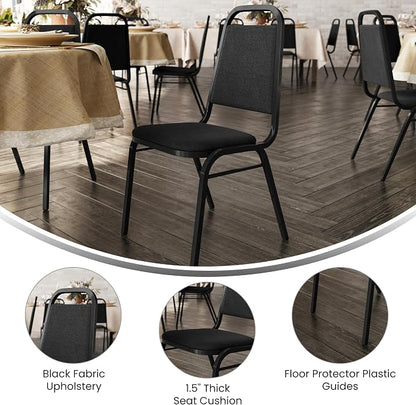 Flash Furniture Hercules Series Trapezoidal Back Stacking Banquet Chair in Black Fabric - Black Frame