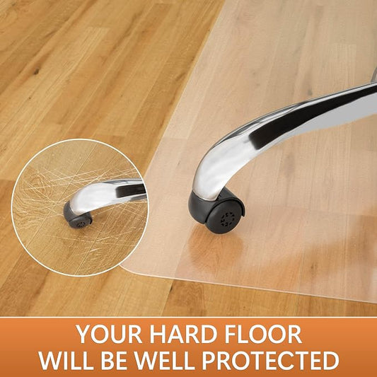 Office Chair Mat, 46" x 72" Clear Computer Desk Chair Mat for Hardwood Floor, Easy Glide Plastic Mat for Under Office Chairs on Hardwood for Work & Home