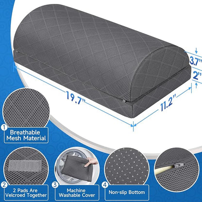 CushZone Foot Rest,Desk & Gaming Accessories,Foot Rest for Under Desk at Work,Comfortable Footrest with 2 Adjustable Heights & Removable Cover, Office Desk Accessories（Gray-20 in）