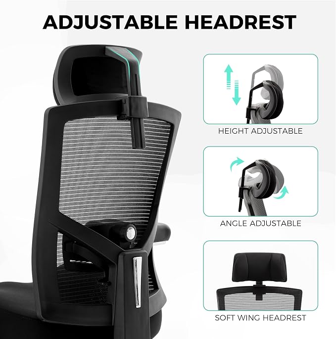 600lbs Big and Tall Office Chair with Wider W-Shaped Thick Seat Cushion, Ergonomic Computer Mesh Desk Chairs for Heavy People, Computer Chair, Adjustable Lumbar Support, 4D Armrests Headrest