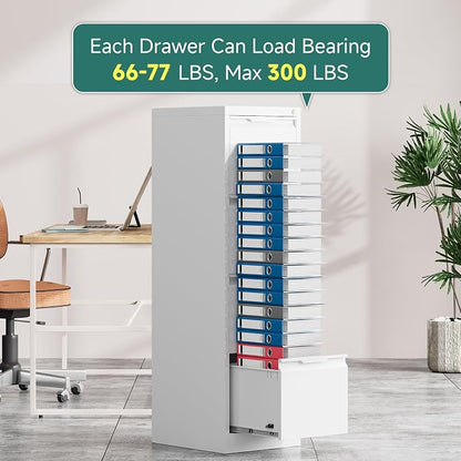 4 Drawer File Cabinet with Lock, 17.8" D Small Filing Cabinet for Home Office, Metal Vertical File Cabinets, Deep File Cabinets for Legal/Letter Size File, Easy Assembly