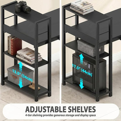 SHW 46-Inch Home Office Mission Computer Desk with Side Shelf and Drawer, Black