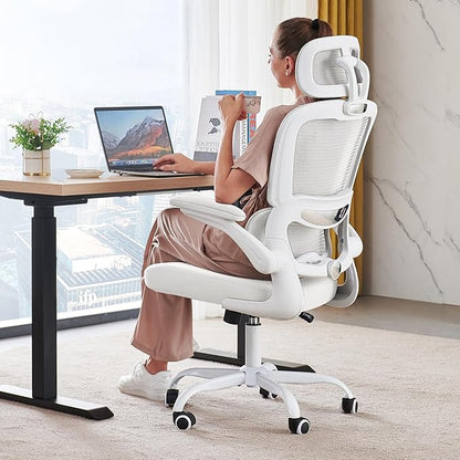 TRALT Office Chair Ergonomic Desk Chair, 330 LBS Home Mesh Office Desk Chairs with Wheels, Comfortable Gaming Chairs (White White)