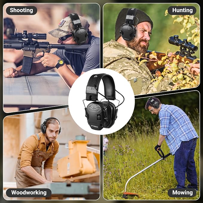 Electronic Shooting Ear Protection w/Gel Pads, 23dB NRR Active Noise Reduction & 3X Amplification Headset for Shooters