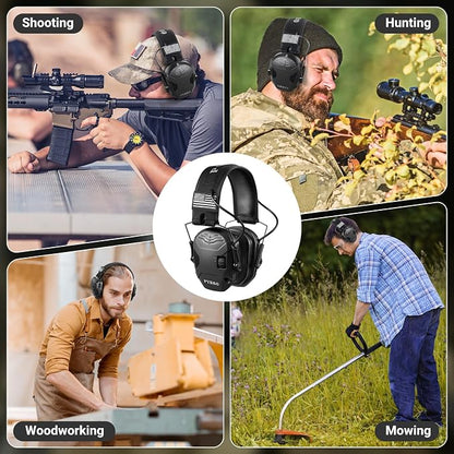 Electronic Shooting Ear Protection w/Gel Pads, 23dB NRR Active Noise Reduction & 3X Amplification Headset for Shooters