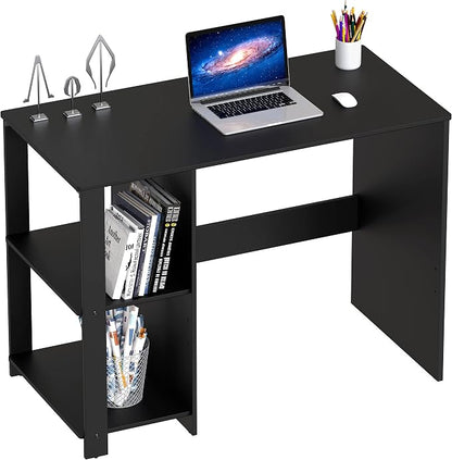 SHW 38-Inch Home Office Computer Desk with Shelves, Black
