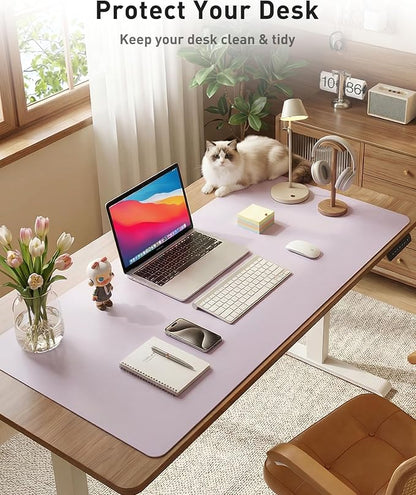 Aothia Faux Leather Desk Mat - Large Mouse Pad, Non-Slip PU Leather Blotter, Waterproof Writing Surface for Office and Home (Soft Lavender, 42" x 17")