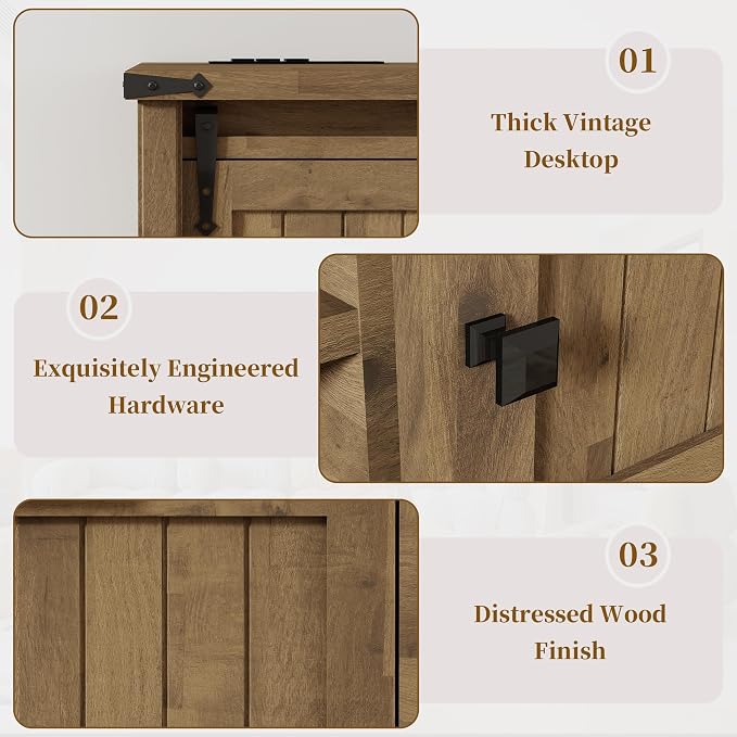 2 Drawer Lateral File Cabinet with Outlets & Charging Station for Files Letter/FC/A4, Farmhouse Filing Cabinets for Home Office Storage, Wooden Print Stand, 46.4" Wide, Rustic Brown