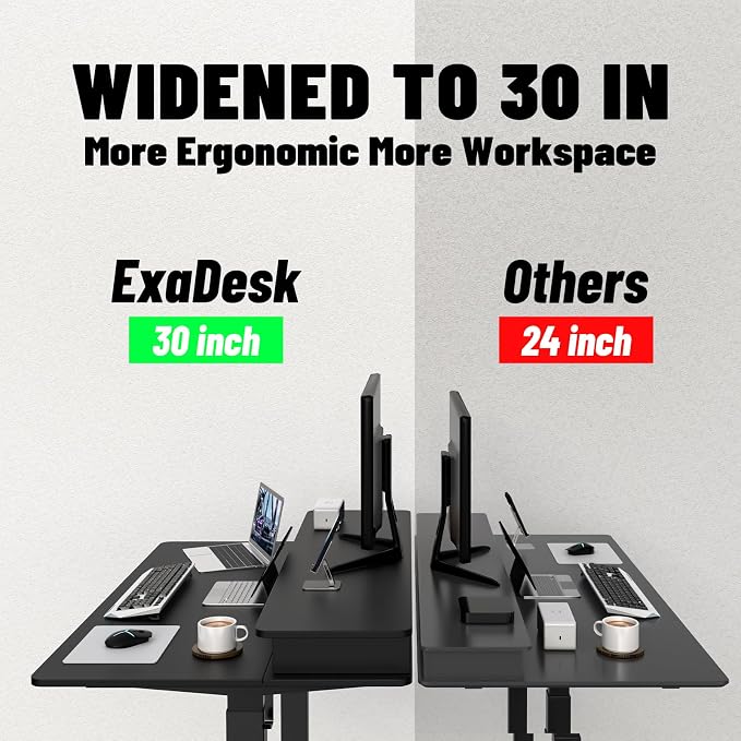 48 * 30 Inches Electric Standing Desk Adjustable Height with 4 Drawers, Double Storage Shelves Stand Up Desk, Home Office Workstation Sit Stand Desk (Classical Black)