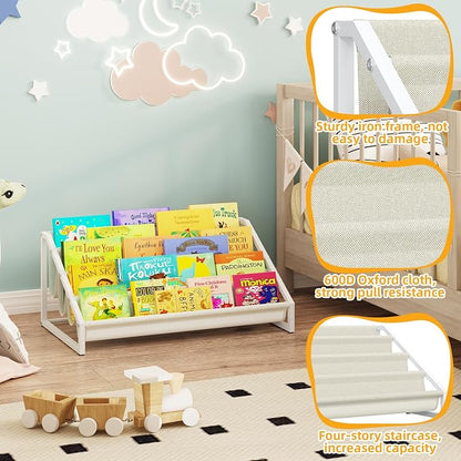 Aokitsink Toddler Bookshelf,Montessori Bookshelf,Bookshelves for Toddlers and Nursery,4 Tier Baby Bookshelves for Kids Rooms,Nursery,Playroom,Baby Room, Small Children Classroom