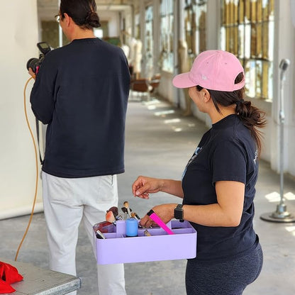 -Large Portable Caddy, DIY Dividers, 8 Compartments, School Office Supplies Home Business Portable Basket with Handle Storage Made in USA (3 PACK, Royal Purple/Lavender/Pink)
