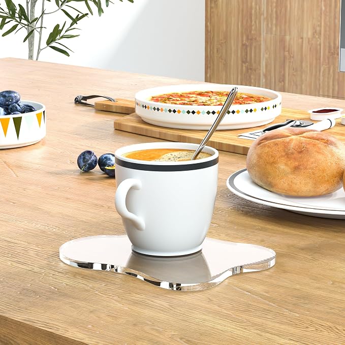 Acrylic 5Pcs/Set Coaster for Desk, Clear Bar Drink Coaster, Clear Cloud Shape Coffee Cup Coaster, Perfect for Tabletop Protection and Accessories Display.
