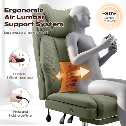 Big and Tall Office Chair, Desk Computer Chair with Footrest for Heavy People, Oversized Executive Gaming Chair, Extra Wide 500LBS Ergonomic Comfy Office Chair with Adjustable Lumbar Support