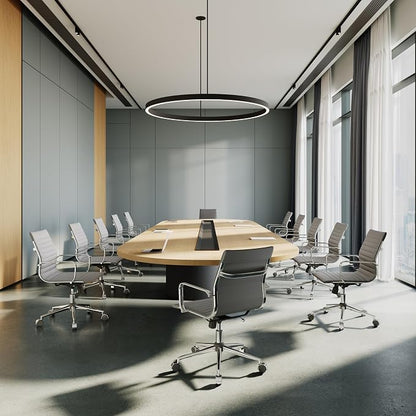 Gray Office Chair Ergonomic Computer Desk Chairs Executive Conference Room Chair Leather Modern Home Office Chair for Desk Mid Back Adjustable Swivel Chairs with Lumbar Support(Gray)…