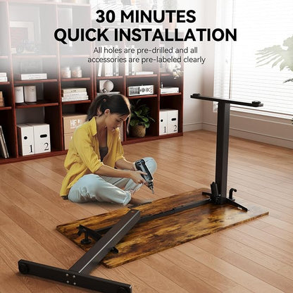Electric Standing Desk,40x24 Inches Adjustable Height Stand up Desk, Sit Stand Home Office Desk with Splice Board, 3 Preset Heights,Equipped with Hooks,Ergonomic Computer Workstation，Brown