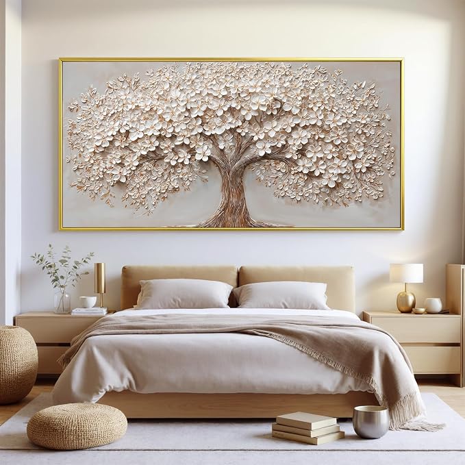Canvas Wall Art Decor Prints Oversized Wall Art Pictures for Living Room Tree of Life Wall Art Decor Canvas Art Wall Decor Modern Large Gold Framed Wall Art Prints Artwork for Walls Bedroom Office Decor 29" X 58"
