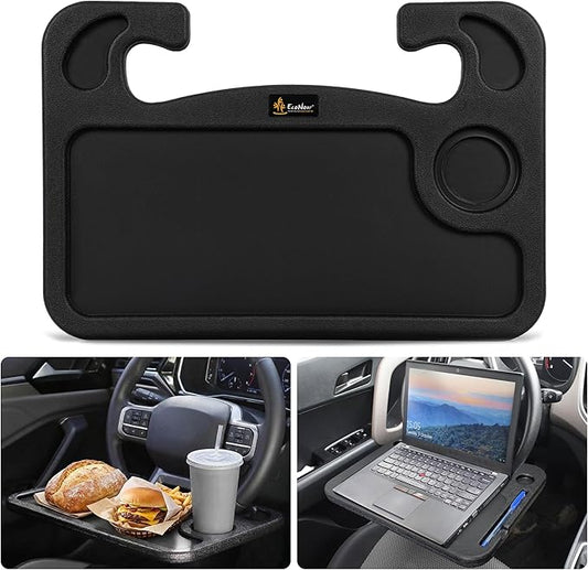 EcoNour Steering Wheel Desk for Ford F150 2015-2018 2019 2020 2-in-1 Car Tray Table Laptop Car Mount with Pen Holder Food Tray for Eating with Drinks Holder Multipurpose Travel Car Accessories