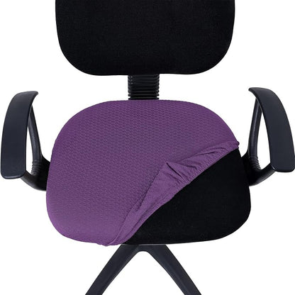 Smiry Stretch Jacquard Office Computer Chair Seat Covers, Removable Washable Anti-dust Desk Chair Seat Cushion Protectors - Purple