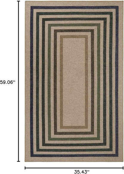 Lahome Enfys Modern Geometric Easy Jute Entryway Rug, 3x5 Washable Farmhouse Kitchen Rugs for Bedroom, Contemporary Non Slip Non Shedding Woven Carpet for Living Room