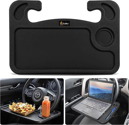 EcoNour Steering Wheel Desk for Mazda CX5 2017-2024 2025 2026 2-in-1 Car Tray Table Laptop Car Mount with Pen Holder Food Tray for Eating with Drinks Holder Multipurpose Travel Car Accessories