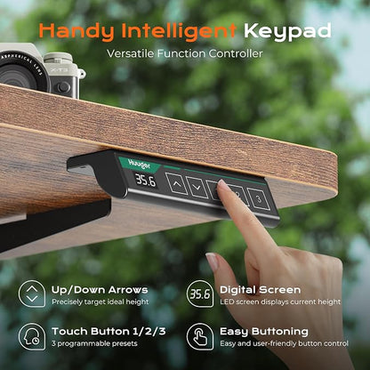 Huuger 78.7'' x 29.5'' Large Electric Standing Desk, Height Adjustable Computer Desk, 29.5" Deep Desktop, Stand up Gaming Office Desk with 2 Hooks, 3 Preset Heights, for Home Office, Rustic Brown