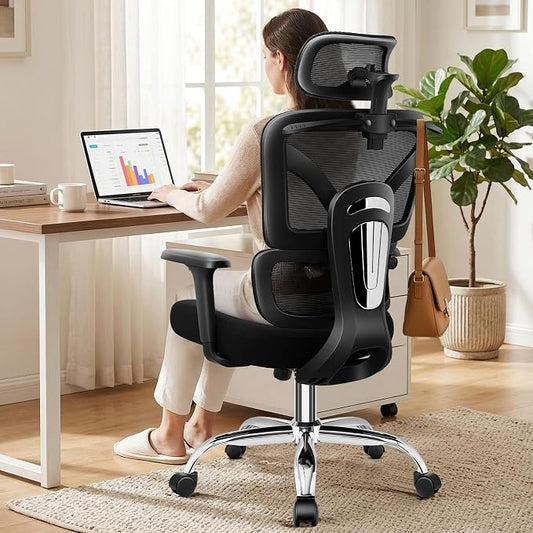 Ergonomic Office Chair, High Back Mesh Desk Chairs Comfy with Adjustable Lumbar Support, Home Computer Gaming Chair with 3D Headrest for Long Hours, 8 Pack