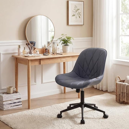 Rowill Modern Office Chair - Ergonomic Swivel Leather Desk Chair with Curved Backrest, Height Adjustable Rolling with Wheels, Perfect for Study Room & Office, Gray Purple