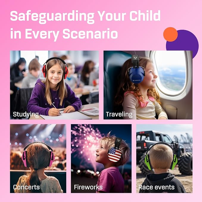 Vanderfields Hearing Protection Ear Muffs - Over 31 dB (2K Hz) Broad Noise Cancelling Sound Reduction Earmuffs for Kids 3-12