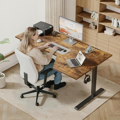 Klicelor L Shaped Standing Desk 59 x 35.4 Inch, Electric Height Adjustable Corner Desk for Home Office Workstation, Ergonomic Sit Stand Computer Table with Memory Controller, Rustic Brown