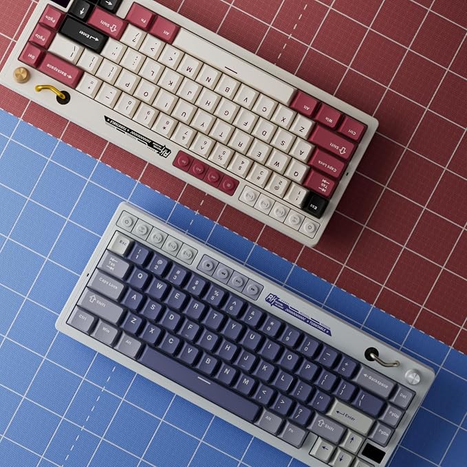 RK ROYAL KLUDGE M65 Wireless Mechanical Keyboard with Volume Knob, 60% Tri-Mode Gaming Keyboard 2.4G/BT/USB-C, Gasket Mount, Battery Display, PBT Keycaps, Hot-Swappable Beige Switch, Blue
