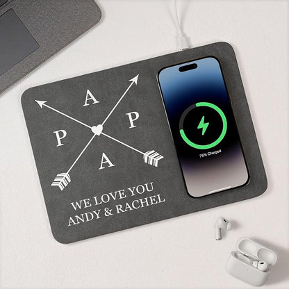 Personalized Leather Charging Mat, Papa We Love You Wireless Charging Desk Mat, Custom Dad Gift from Kids, Fathers Day Gift for Dad, Papa, Grandpa, Daddy 5