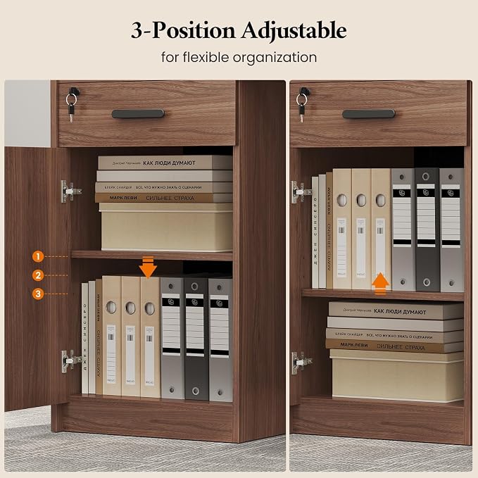 Reception Desk with Counter, Front Desk with Storage Cabinet and Drawer, 47 inch Modern Retail Counter with Cable Grommet for Checkout, Barber, Beauty Salon, Home Office