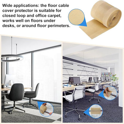 WILLBOND Carpet Cord Cover Cable Protector Floor Cover Cable Protector Management Only for Commercial Office Carpet(9.84 ft,Khaki)