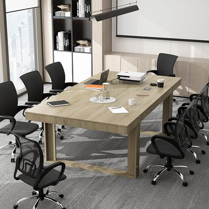 ECACAD 7FT Conference Table for 6-8 People, Large Rectangular Meeting Table, Modern Seminar Table for Office Meeting Conference Room, Brown (86.6”L x 47.2”W x 29.4”H)