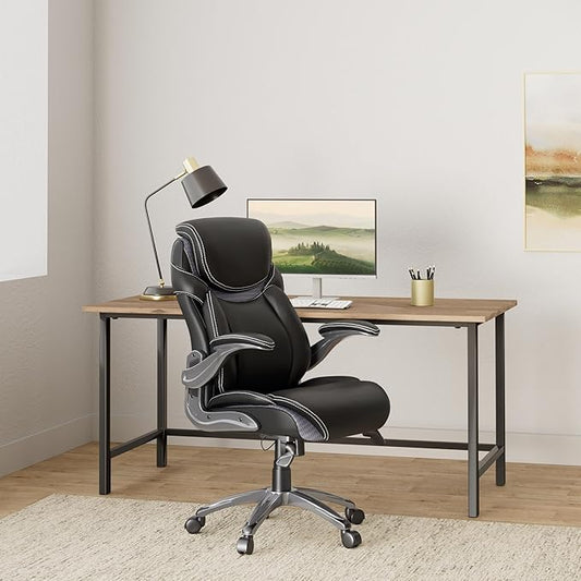 Lorell Wellness by Design Executive Chair, High-Back, Bonded Leather, Black