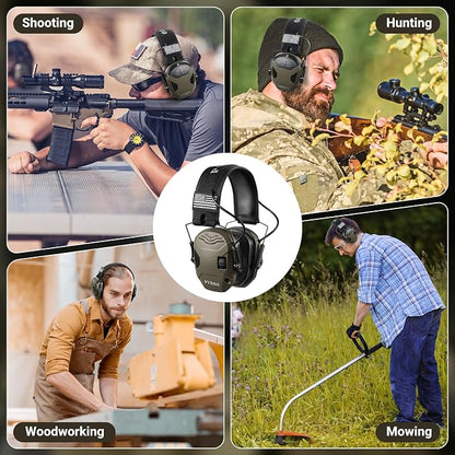 Electronic Shooting Ear Protection w/Gel Pads, 23dB NRR Active Noise Reduction & 3X Amplification Headset for Shooters